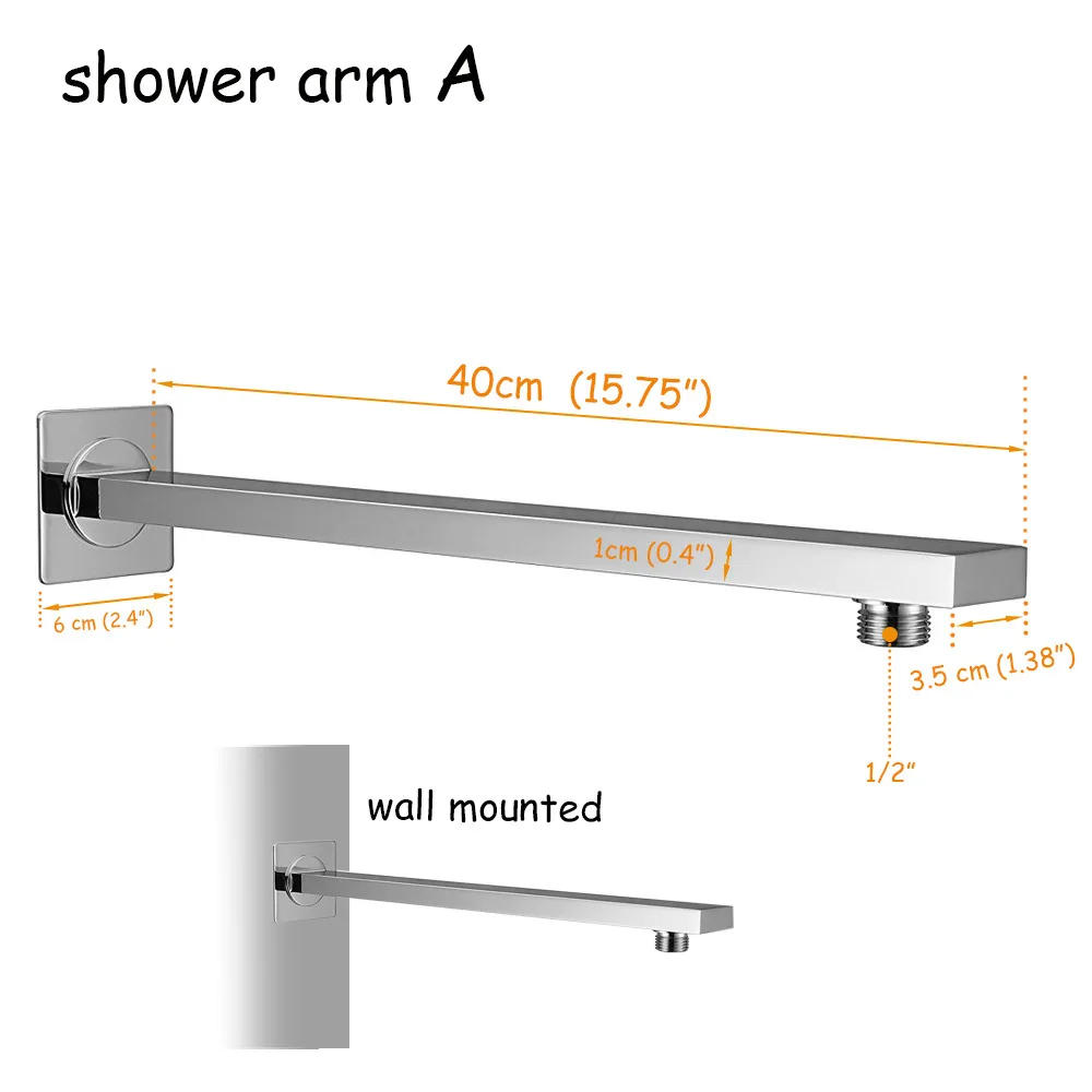 Description Picture 3 of itemStainless Steel Chrome-plated Bathroom Shower Accessories Bathroom Wall-mounted and Ceiling-mounted Shower Arm Accessories