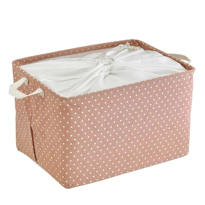 Description Picture 5 of itemPicnic Laundry Storage Basket with Cover  Cotton and Linen Dot Stripe FlowerLarge Capacity Dirty Clothes Kids Toys Organizer