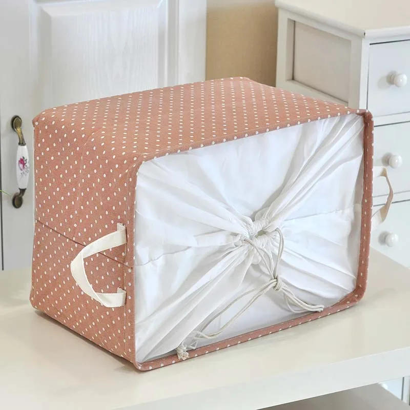 Description Picture 2 of itemPicnic Laundry Storage Basket with Cover  Cotton and Linen Dot Stripe FlowerLarge Capacity Dirty Clothes Kids Toys Organizer