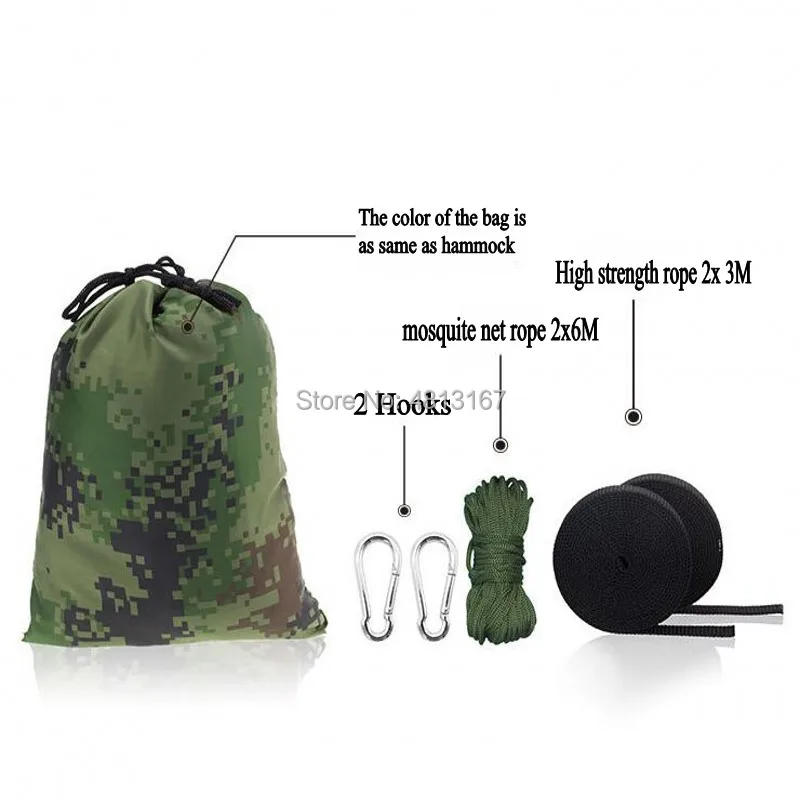 Description Picture 3 of itemParachute Double Hammock Mosquito Net Portable Outdoor Camping Hanging Bed Sleeping Swing High Strength Nylon Fabric