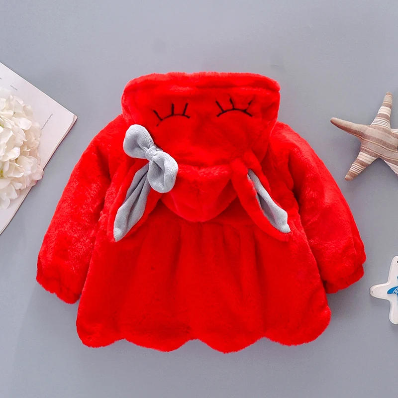 Description Picture 5 of itemCute Rabbit Ears Plush Baby Jacket Christmas Sweet Princess Girls Coat Autumn Winter Warm Hooded Outerwear Toddler Girl Clothes