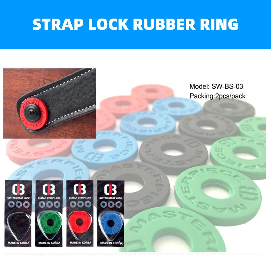Description Picture 6 of item2Pcs/Set Electric Acoustic Guitar Strap Locks Blocks Rubber Ring Lock Guitar Parts & Accessories