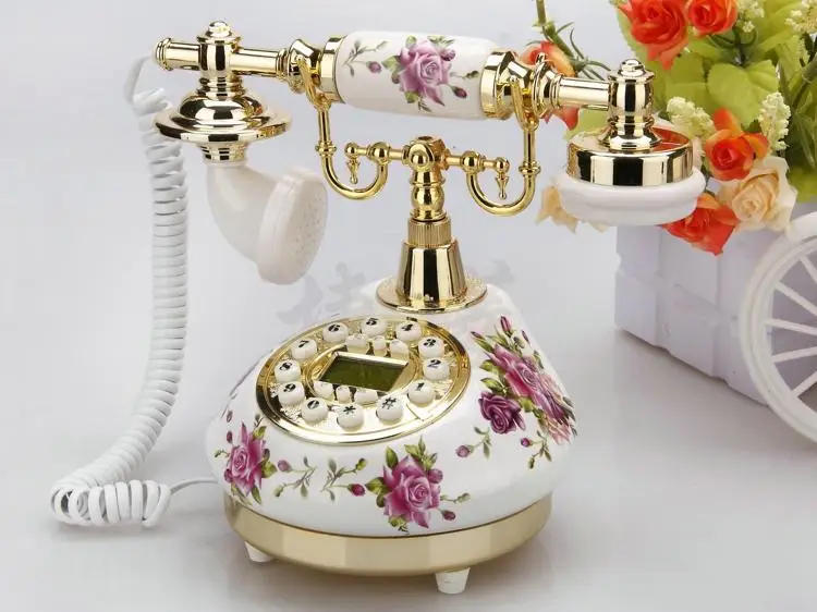Description Picture 4 of itemWhite Antique Telephone Corded Landline Home Phones Vintage Classic Ceramic Home Telephone Antique Home Office Art Shops Gift