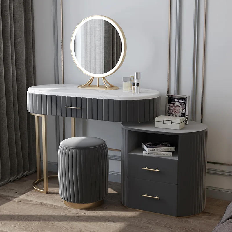 Description Picture 3 of itemModern marble top steel legs console table with mirror for bedroom