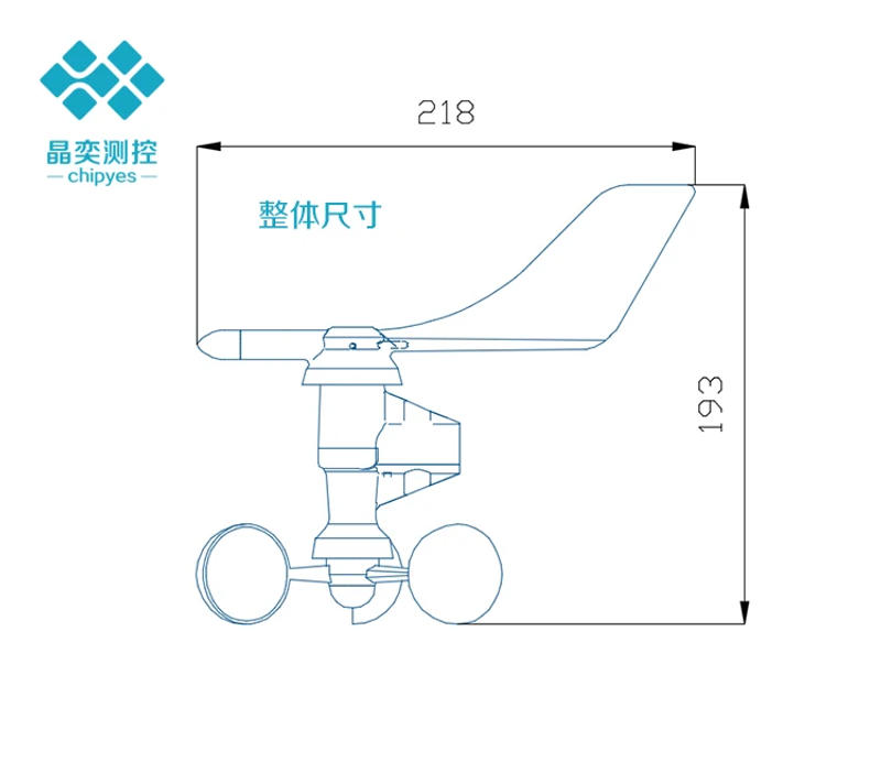 Description Picture 3 of itemThree-cup Wind Transmitter Integrated Wind Speed and Direction Sensor RS485modbus