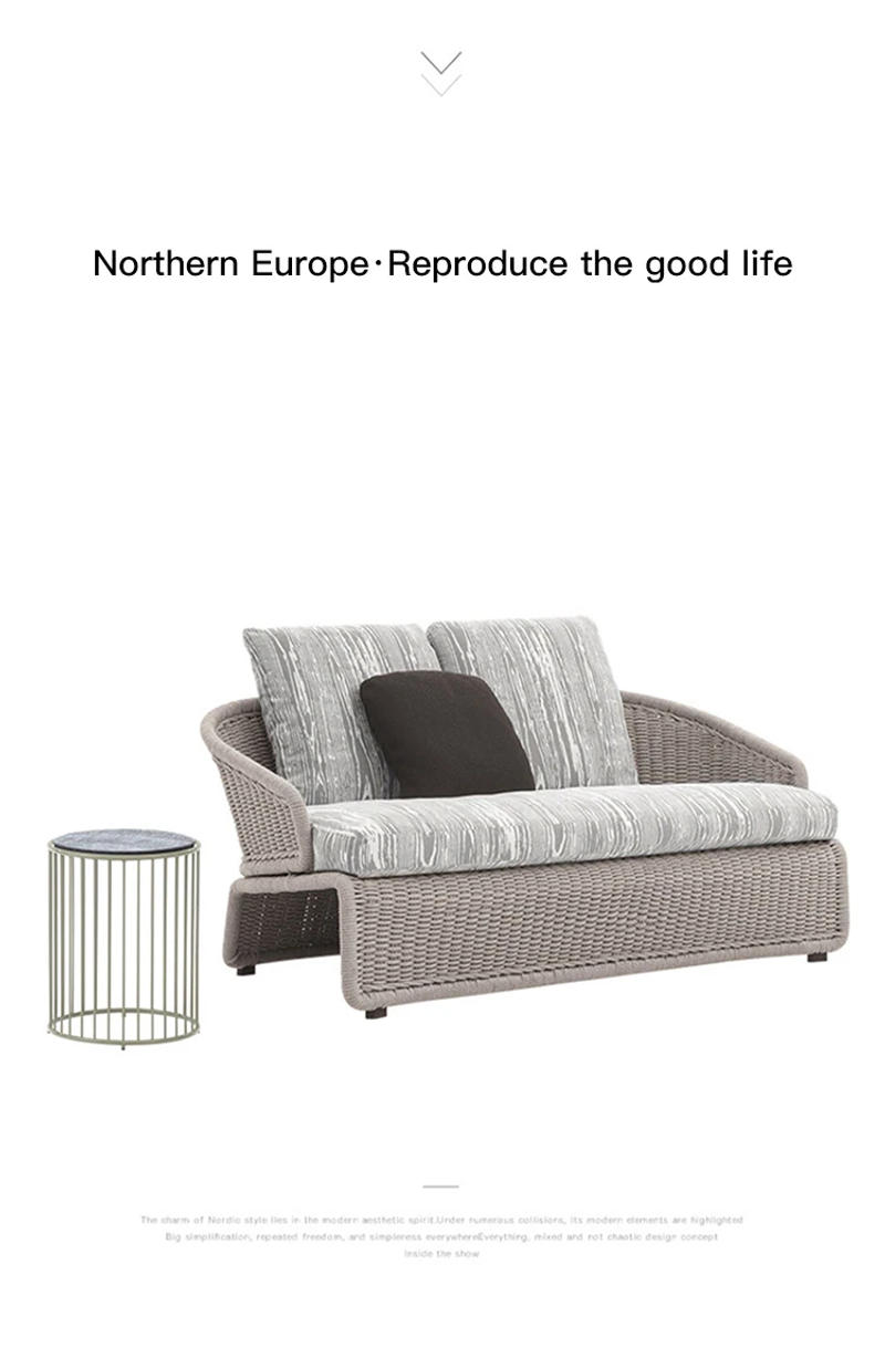 Description Picture 3 of itemCreative Outdoor Sofa Double Sofas For Lazy People Sun Shine Lounger Rattan Garden Furniture Cafe Rest Chairs Patio Courtyard