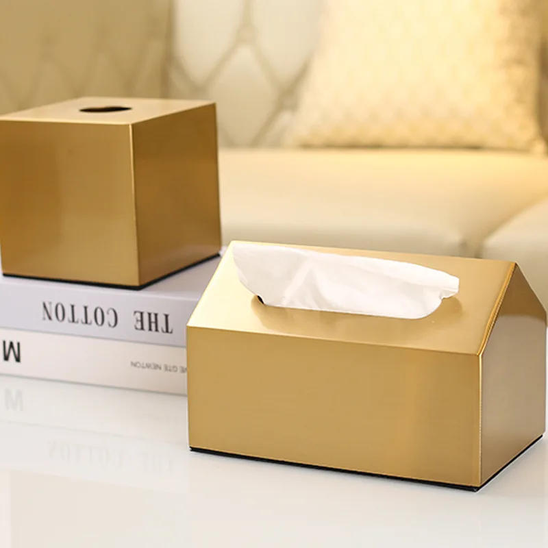 Description Picture 5 of itemGilded Metal Tissue Box Home Decor Golden Napkins Organizer Toilet Paper Holder Decorative Tissue Boxes Desktop Home Storage