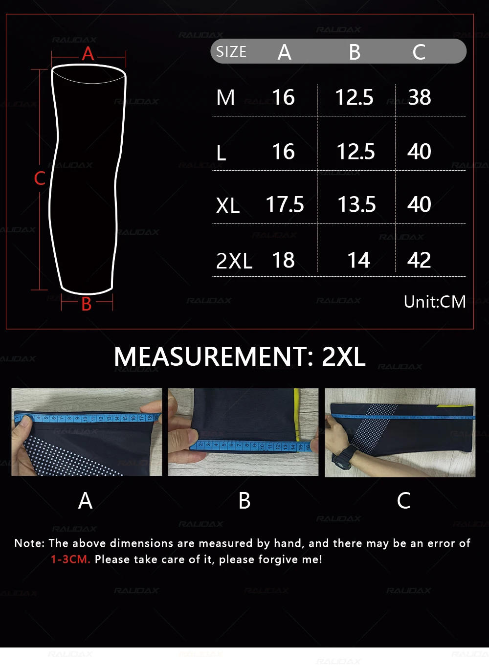 Description Picture 5 of itemRaudax-Knee Warmer for Cycling, Black Leg Warmer, Protection,Breathable Arm Warmer, Running and Racing,MTB Bike Sleeves,202 Team