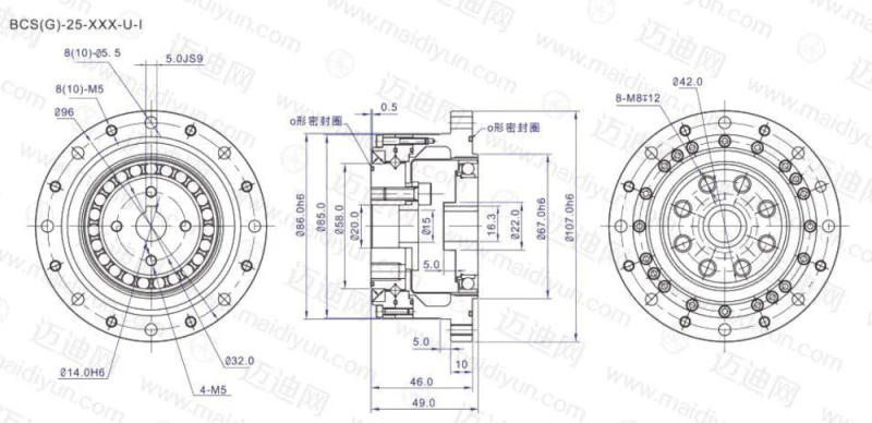 Description Picture 6 of itemHigh torque high precision gearbox BCS-32-80-I series hollow harmonic reducer