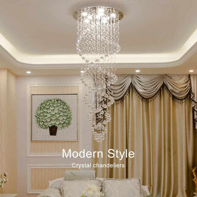 Description Picture 2 of itemModern LED Crystal Chandeliers Light Fixture for Staircase Stair Lights Luxury Hotel Villa Vanity Bedroom Hanging Lamp
