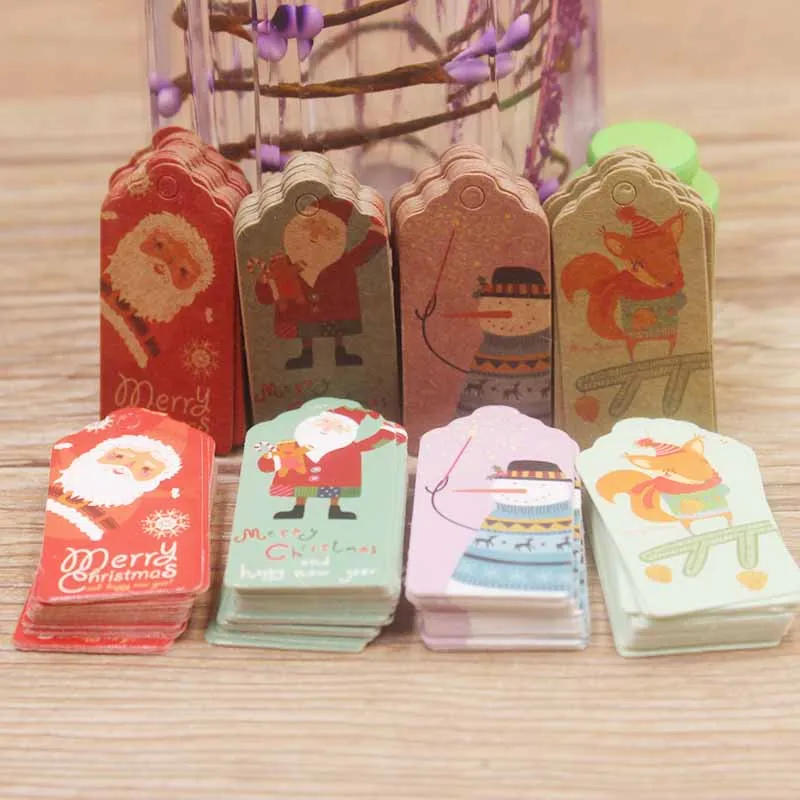 Description Picture 3 of item100PC/ white /kraft printed merry christmas and happy new year Gift Tags For Birthday Cake Party Price Garment Label Hang tag