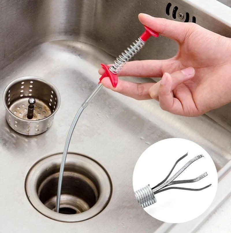 Description Picture 3 of item60cm Drain Cleaner Plumbers Snake Spring Pipe Unblocker Tool Dredge Tools Sink Sewer Toilet Cleaner Bathroom Accessories