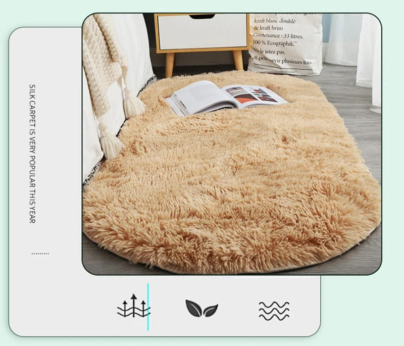 Description Picture 5 of itemOval Soft Silkly Plush Carpet Modern Home Decor Living Room Sofa Coffee Table Floor Rug Girl Bedroom Foot Mat Balcony Cushion
