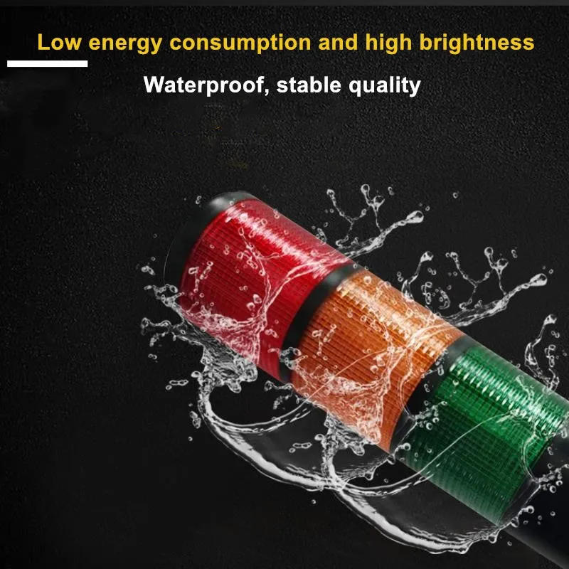 Description Picture 6 of item3PCS Industrial Multilayer Stack light LED Signal Tower Alarm Caution Light For Machinery Black Foldable Buzzer Indicater Lamp