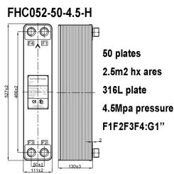 2.5m2 Heat Transfer Areas 316L Stainless Steel Brazed Plate Heat Exchanger replace XB37H-1-50