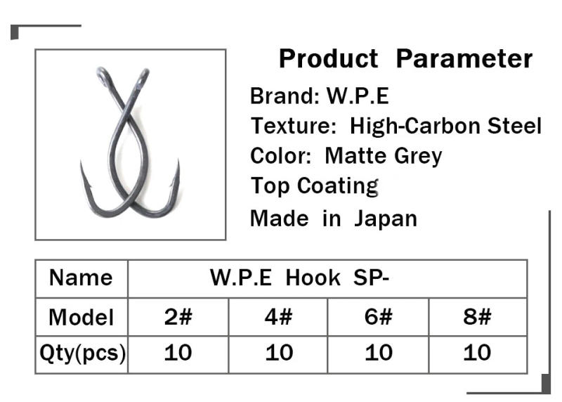 Description Picture 5 of itemW.P.E Brand Coated 30pcs/lot Fishing Hooks 2#/4#/6#/8# Fishing Tackle Barbed Hook Carp Fish High-Carbon Steel Accessories