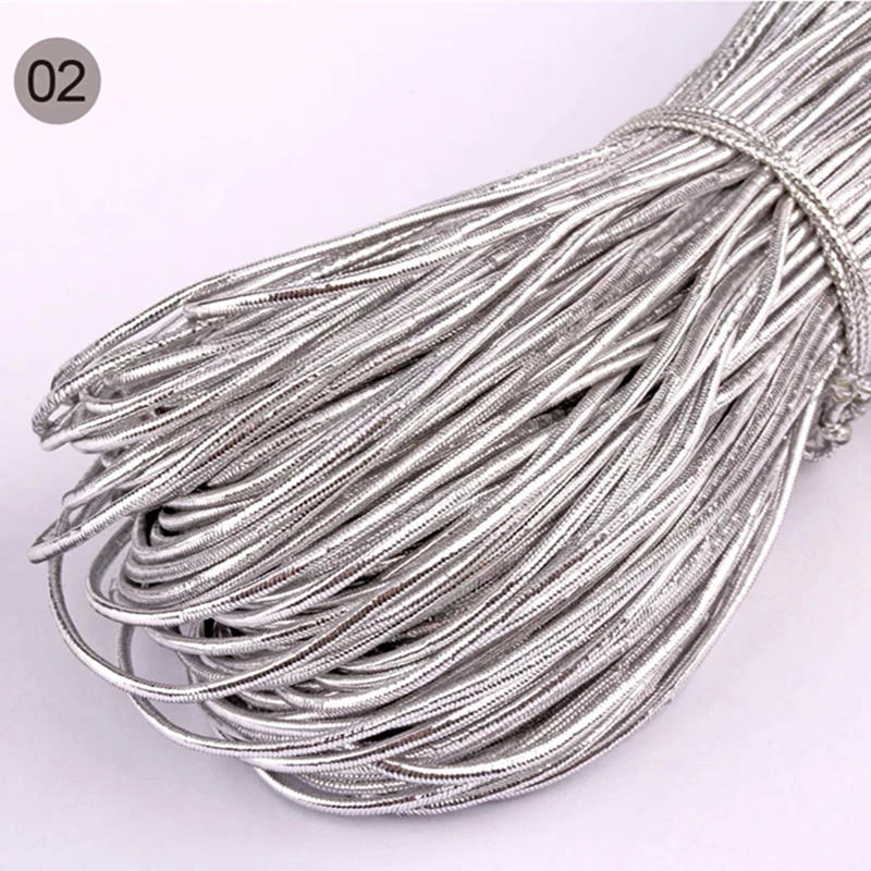 Description Picture 5 of item1MM 1.5MM Gold Silver Round Elastic Ribbon Sewing Elastic Band Fiat Rubber For Waist Band Stretch Rope DIY Christmas Decoration