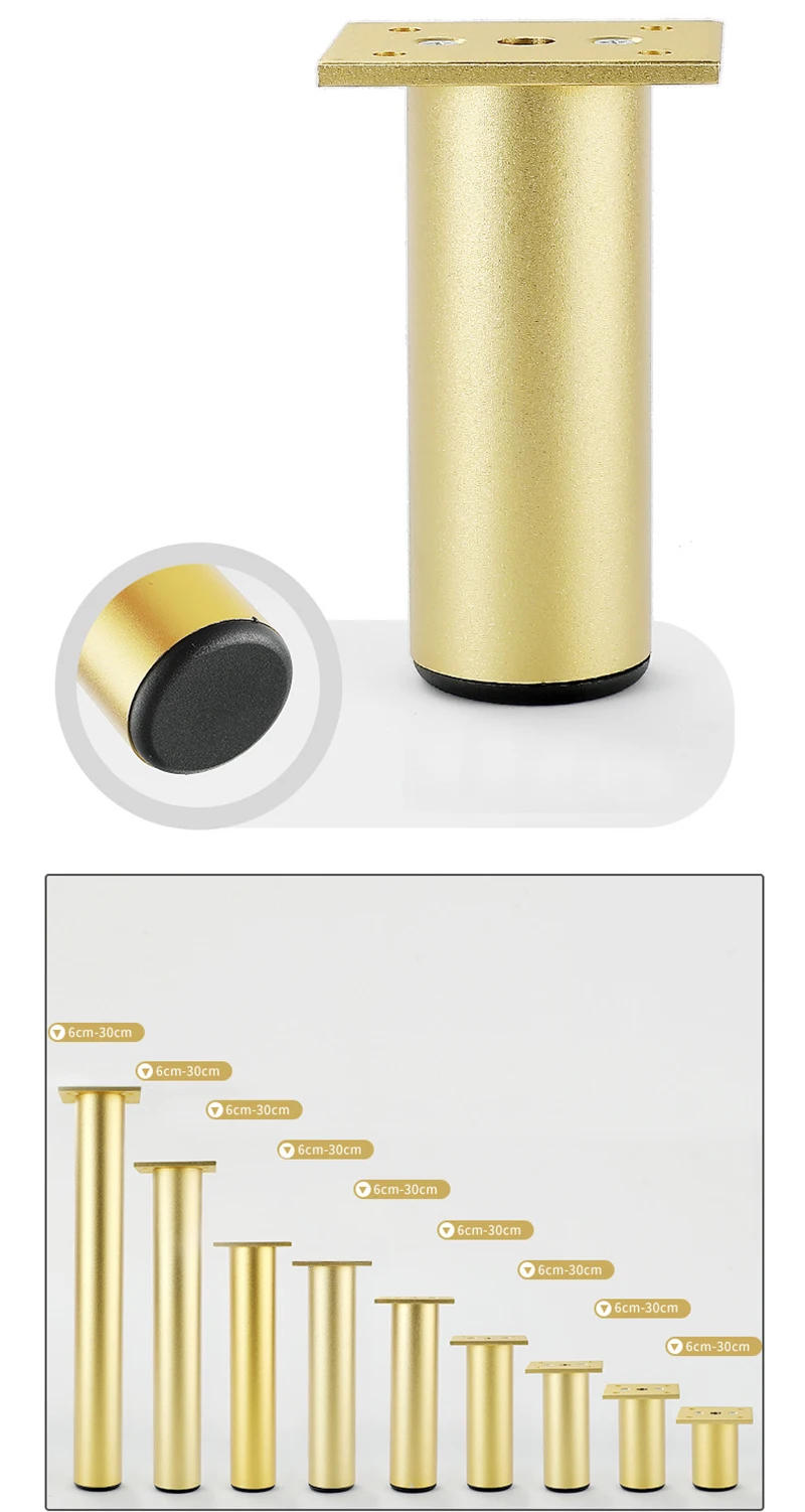 Description Picture 2 of item4pcs Furniture Cabinet feet Table Sofa Bed TV Cabinet legs Aluminum Alloy Furniture legs Adjustable Gold feet