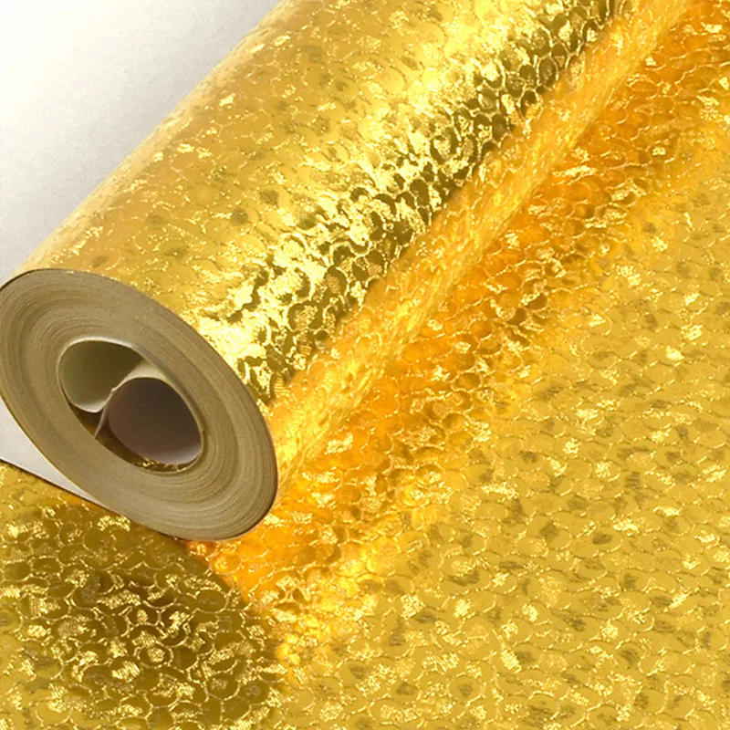 Description Picture 6 of item3D Stereoscopic Relief Gold Foil Wallpaper for Living Room Bedroom Ceiling Luxury Gold Glitter Damascus Striped Wallpaper