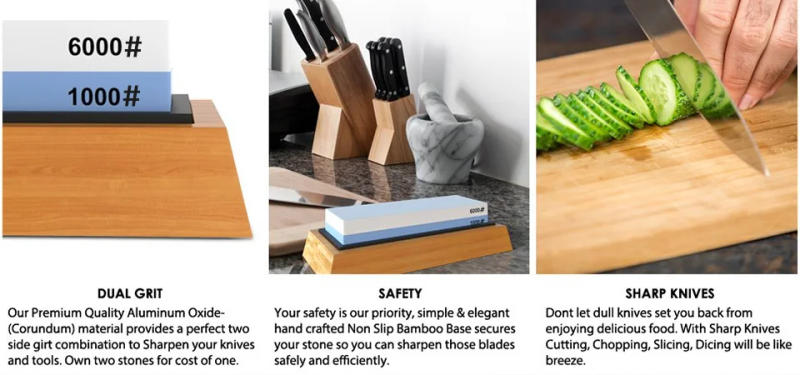 Description Picture 3 of itemKnife Sharpener Whetstone Sharpening Stones Grinding Stone Water Stone 2 stages Whetstone Pro Kitchen Tool 240-10000 Grit