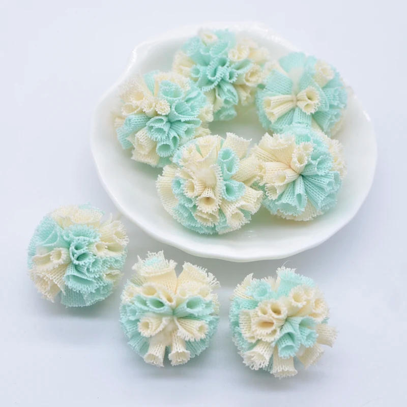 Description Picture 5 of item50Pcs 25mm Two-color Elastic Mesh Chiffon Ball DIY Apparel Sewing Appliques Material Patches for Clothes Headwear Garment Decor