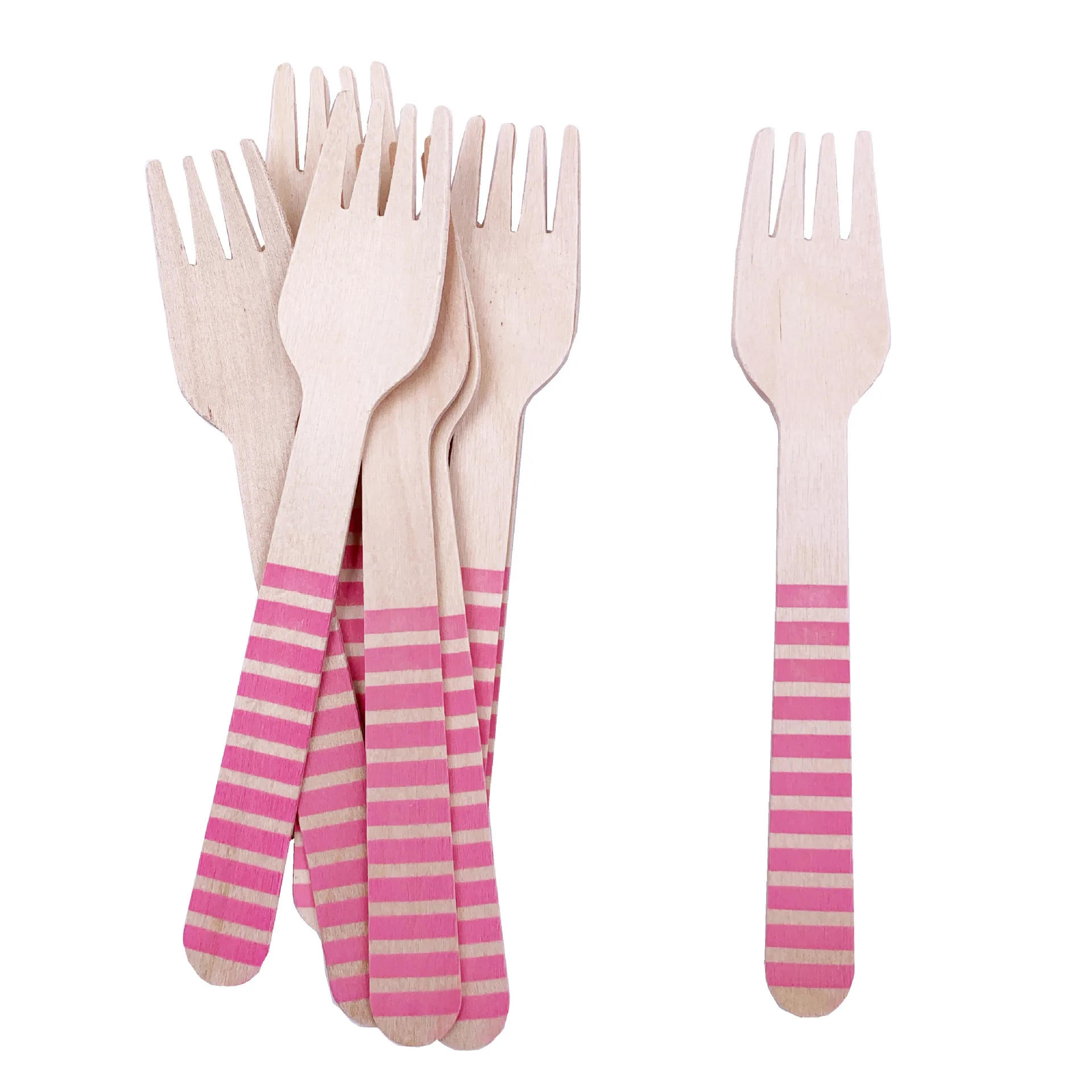 Description Picture 6 of item16pc Wooden Blue Pink Fork Knife Spoon Disposable Tableware Kids Baby Shower Supplies Wedding  Happy Birthday Party Decor
