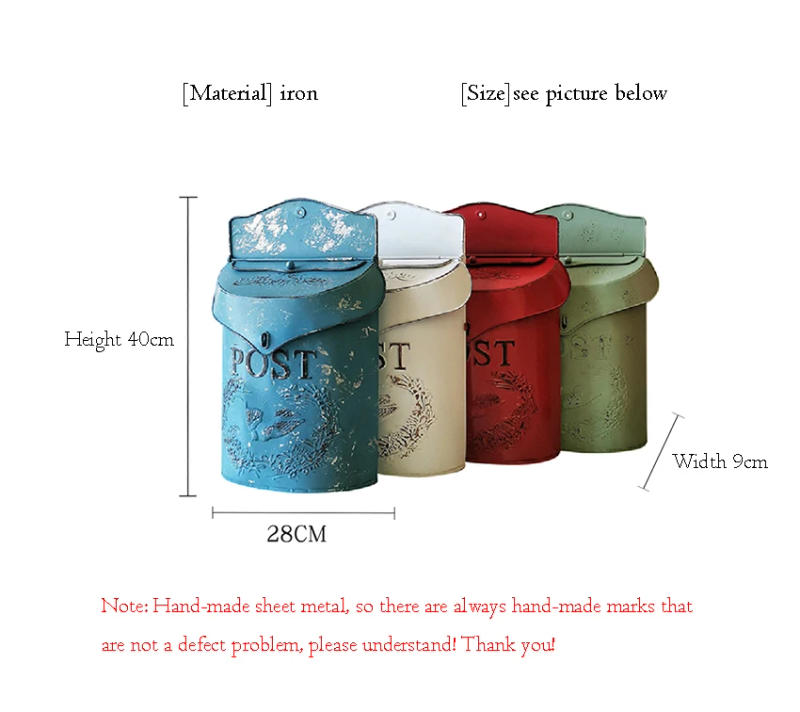 Description Picture 2 of item1Pc Vintage Courtyard Outdoor Mailbox Decoration Crafts, Garden Suggestion Mailboxes Handmade Hanging Post Box Home Ornaments