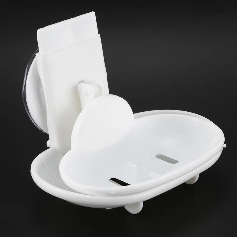 Description Picture 6 of itemNew Double Soap Dish Strong Suction Soap Holder Cup Tray for Shower Bathroom (White)