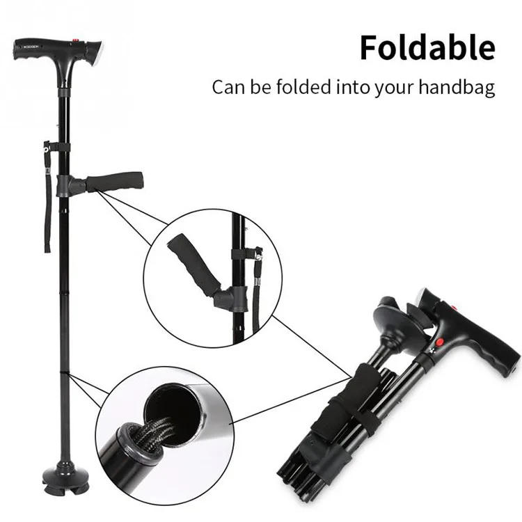 Description Picture 3 of itemCollapsible Telescopic Folding Cane Elder Cane LED With alarm Walking Trusty Sticks Elder Crutches for Mothers the Elder Fathers