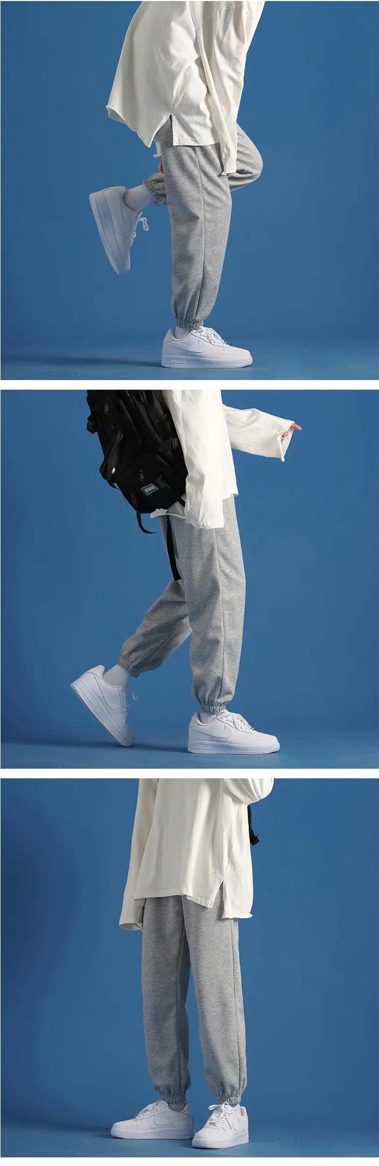 Description Picture 5 of itemICCLEK Sweatpants Men's Casual Trousers Loose Drawstring Leggings Pants Autumn and Winter Plus Velvet Thickened Wide-leg Pants