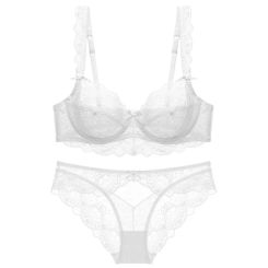 Nouvelle Seamless Sexy Transparent Ultrathin Lace Bra Briefs Sets Plus Size Lingerie Push Up Underwear