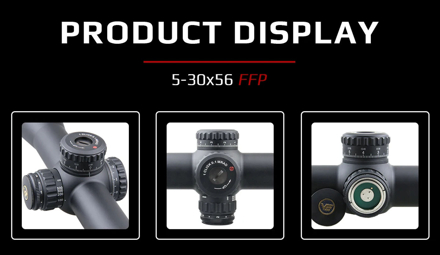 Description Picture 3 of itemVector Optics 34mm Continental 5-30x56 HD FFP Hunting Riflescopes Tactical Rifle Scope 1/10MIL Zero Stop .338 Long Range Precise