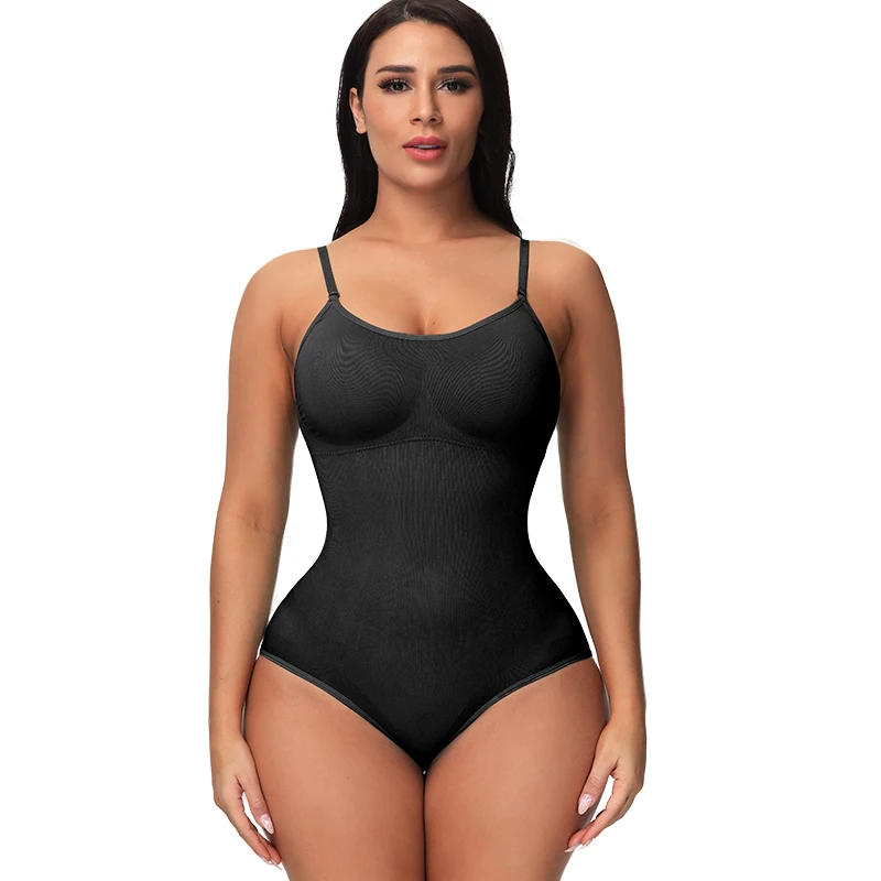 Description Picture 5 of itemV Neck Spaghetti Strap Bodysuits Compression Body Suits Open Crotch Shapewear Slimming Body Shaper Smooth Out Bodysuit
