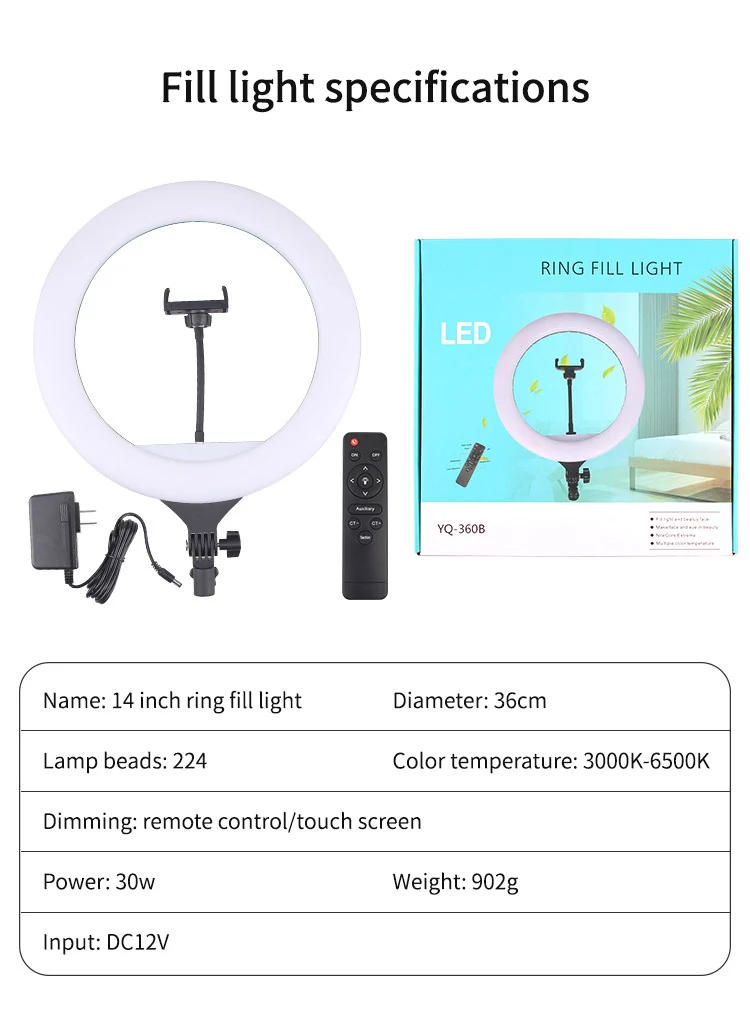 Description Picture 5 of item14 inch LED Ring Light with Stand Photographic Selfie Ring Lighting Makeup Video Studio Tripod Ring Light for Smartphone Youtube