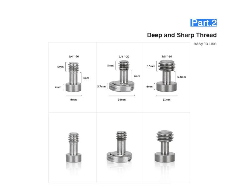 Description Picture 5 of itemKIMRIG DSLR Camera Screw Set 1/4 Inch 3/8 Inch Slotted Screw D Ring Screws For Camera Accessory replacement Tripod Photo Studio
