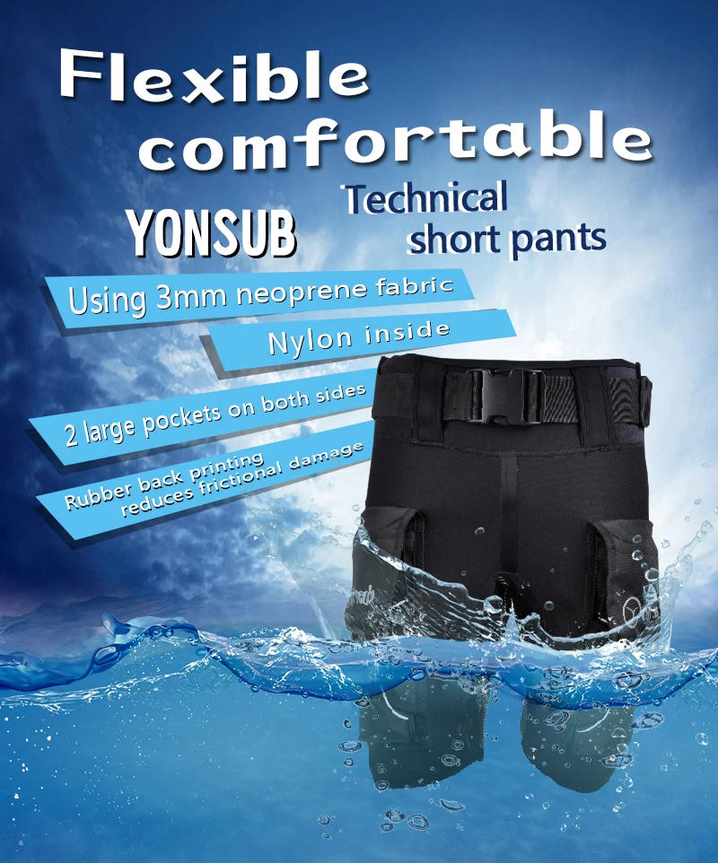 Description Picture 2 of itemYONSUB Scuba Diving Shorts with Pocket 3mm Neoprene Tech Shorts Wetsuits Spearfishing Surfing Shorts Canoeing Kayaking Shorts