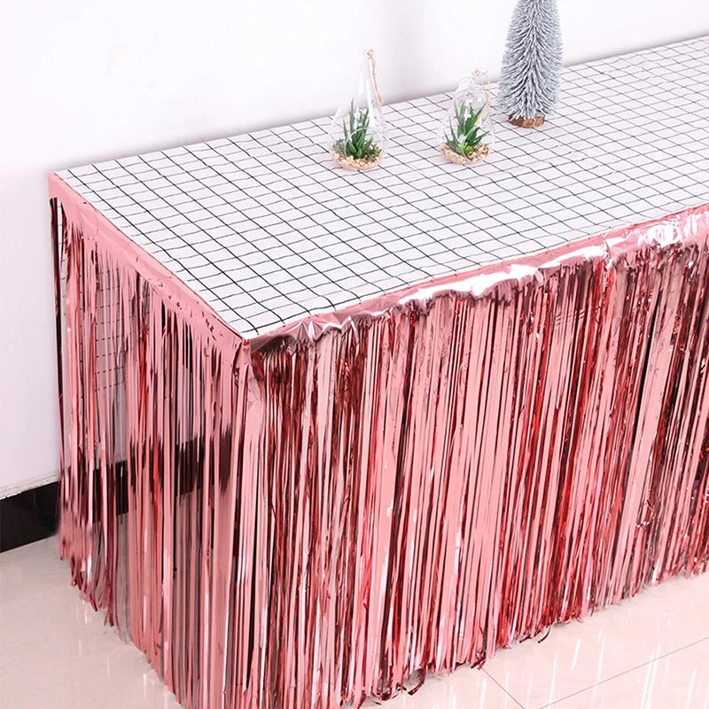 Description Picture 4 of itemNew Table Skirt Wedding Decoration Table New Year Easter Decoration For Home Birthday Party Decor Metal Rain Tinsel Table Skirt