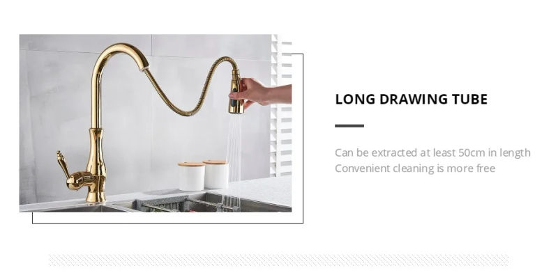 Description Picture 6 of itemUythner Gold Polish Swivel Spout Kitchen Sink Faucet Pull Down Sprayer Fashion Design Bathroom Kitchen Hot&Cold Water Mixer Tap