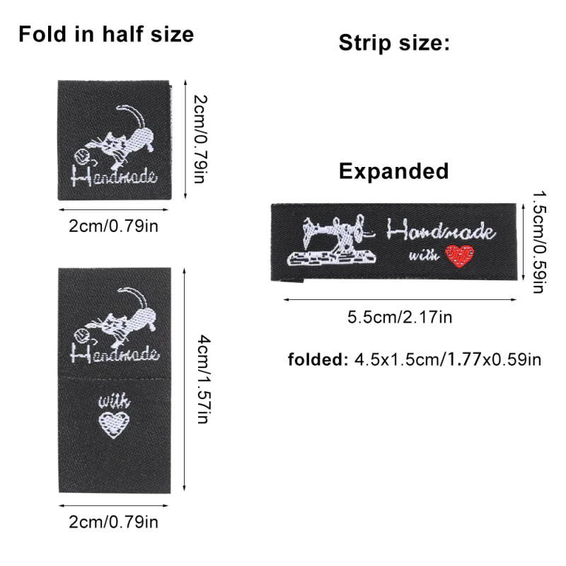 Description Picture 2 of item50Pcs Clothes Labels Handmade With Love Cartoon Cat Clothing Tags Knitting Wool Ball Heart Shape Garment  Accessories