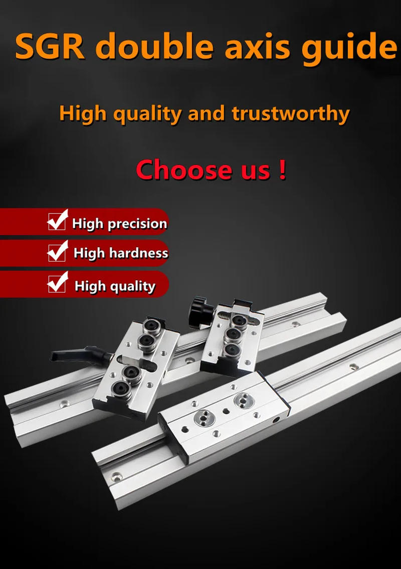 Description Picture 4 of item1/2PCS built-in double-axis linear guide square aluminum roller bearing SGR15N + SGB-4/5 wheels plus locking slider, any length