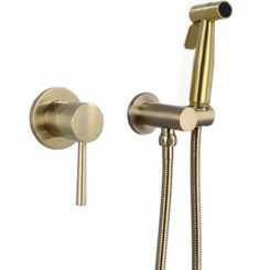 Brushed Gold Bidet Toilet Handheld Bidet Spray Brass Hot & Cold Bidet Faucet Shattaf Shower Sprayer Hold Hose BG809