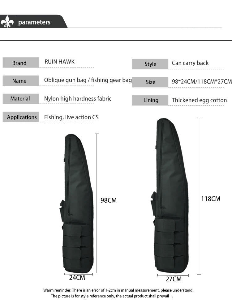 Description Picture 5 of item70cm/98cm/118cm Heavy Duty Rifle Case Gun Carry Shoulder Bag Tactical Gun Bag For Wargame Molle Bag Hunting Accessories