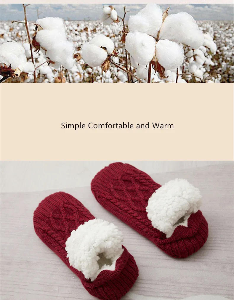 Description Picture 4 of itemWinter Woolen Socks Women Thicken Warm Home Bedroom Socks Slippers Men Non-slip Foot Warmer Snow Socks Calcetines Mujer