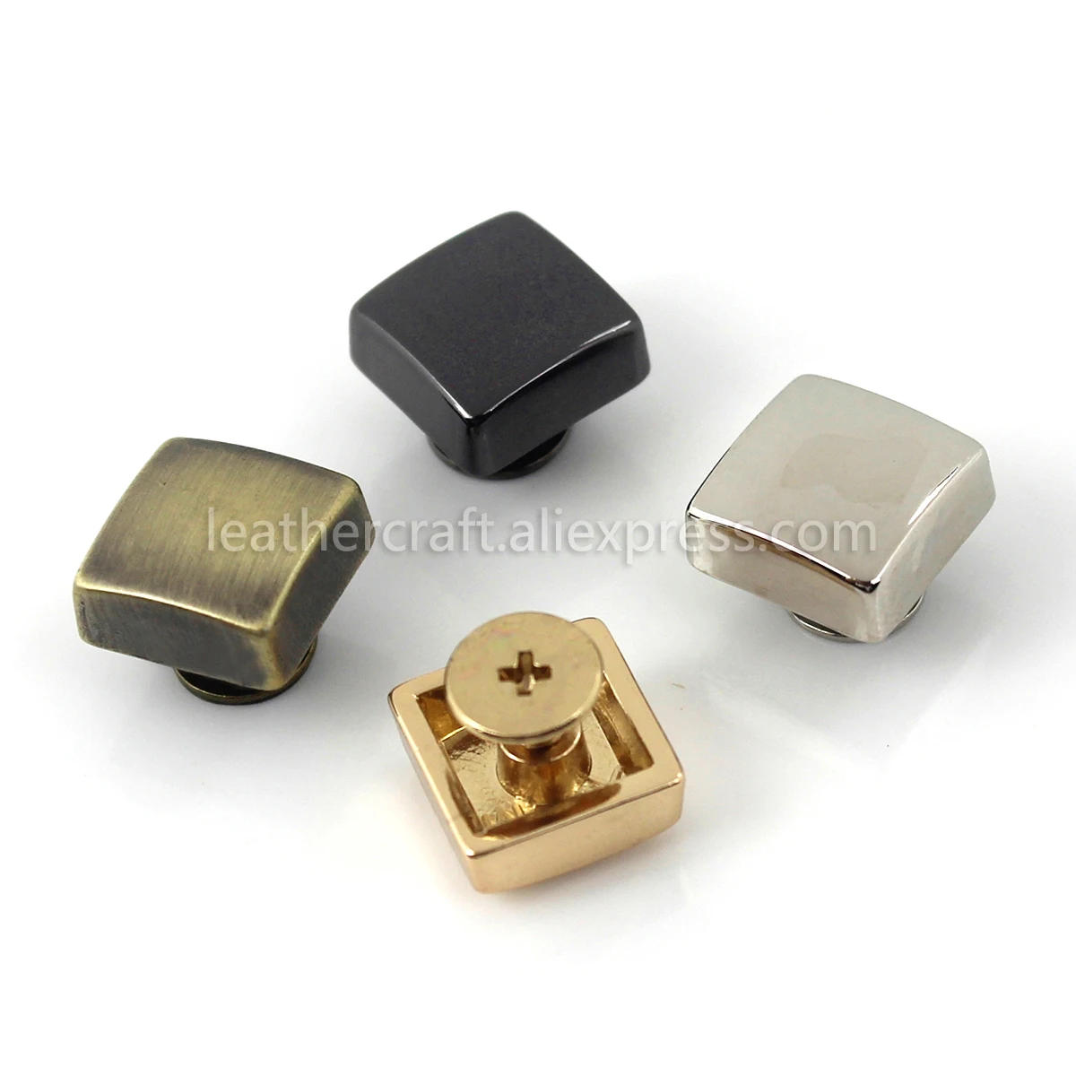 Description Picture 4 of item4pcs Metal Square Shape Screw Back Rivets Studs Nail Stud for Garment Leather Craft Belt Wallet Decoration Parts 12mm