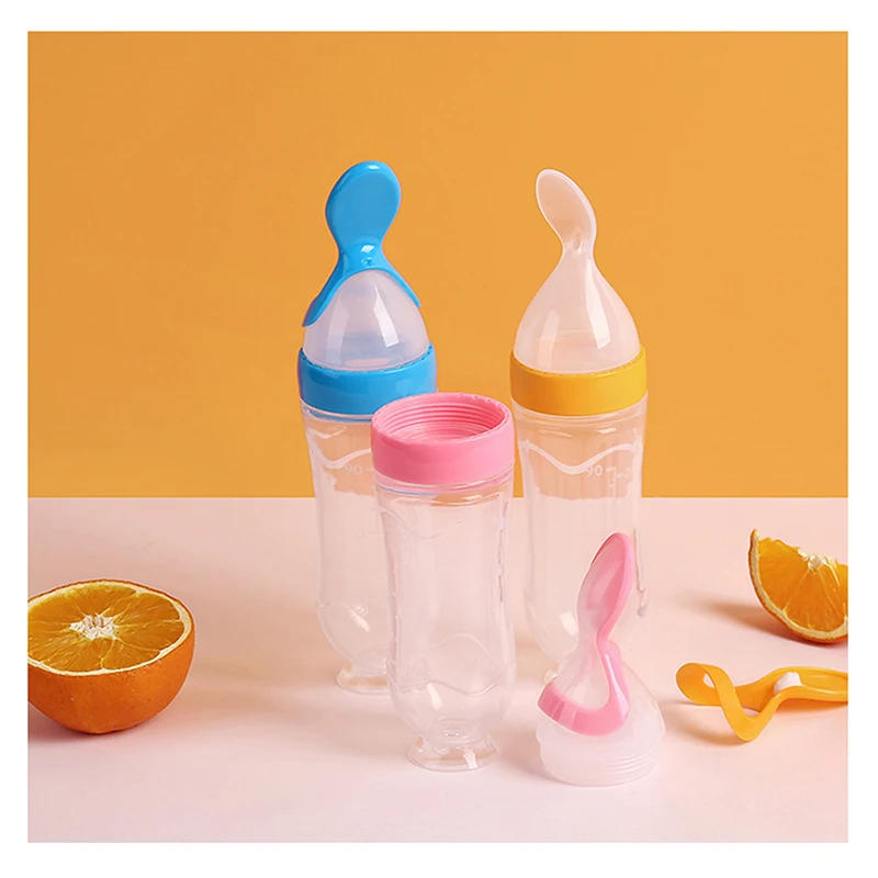 Description Picture 6 of itemSqueezing Feeding Bottle Silicone Newborn Baby Training Rice Cereal  Food Spoon Supplement Feeder Safe Useful Tableware For Kids