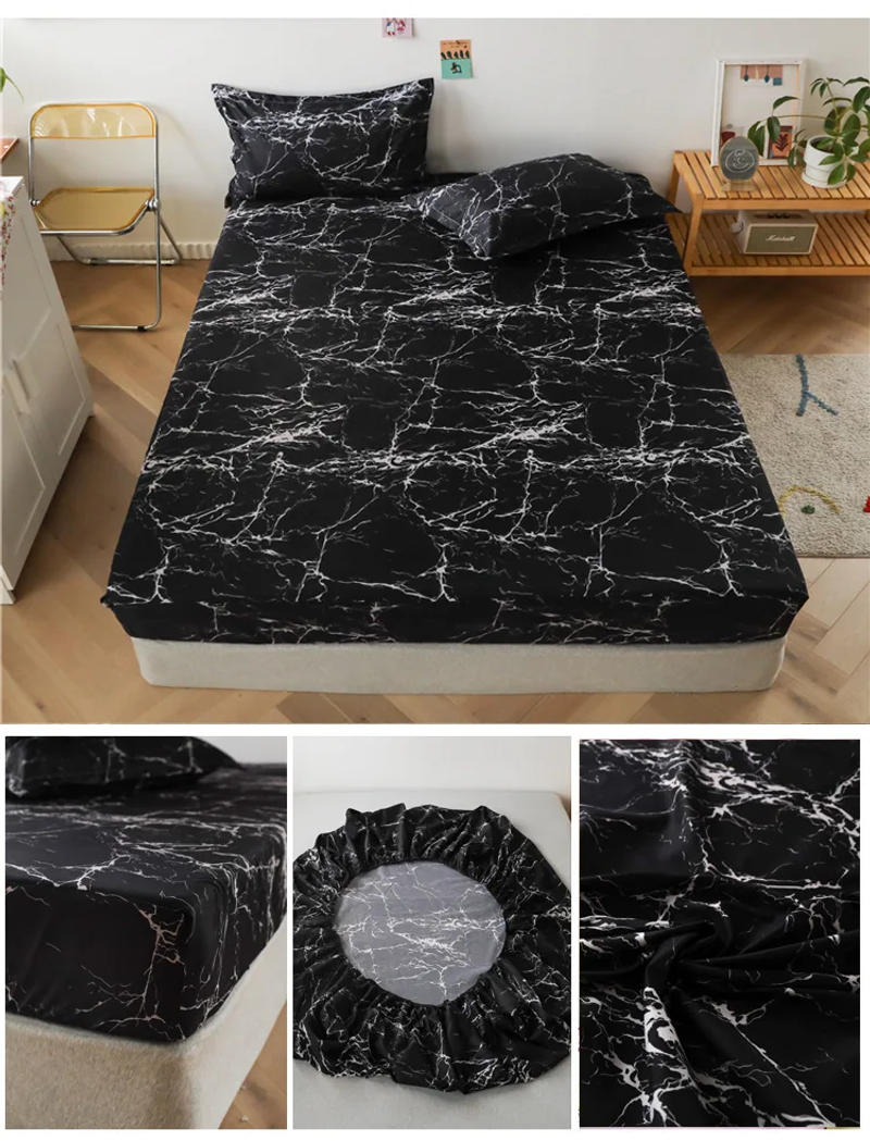 Description Picture 5 of item1pcs 100%Polyester Printed Fitted Sheet Mattress Cover Four Corners With Elastic Band Bed Sheet