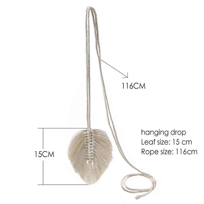 Description Picture 3 of itemLeaf Macrame Curtain Tie backs Hand-Woven Cotton Tassel Curtain Straps Tie Decorative Accessories for Living Room Boho Decor