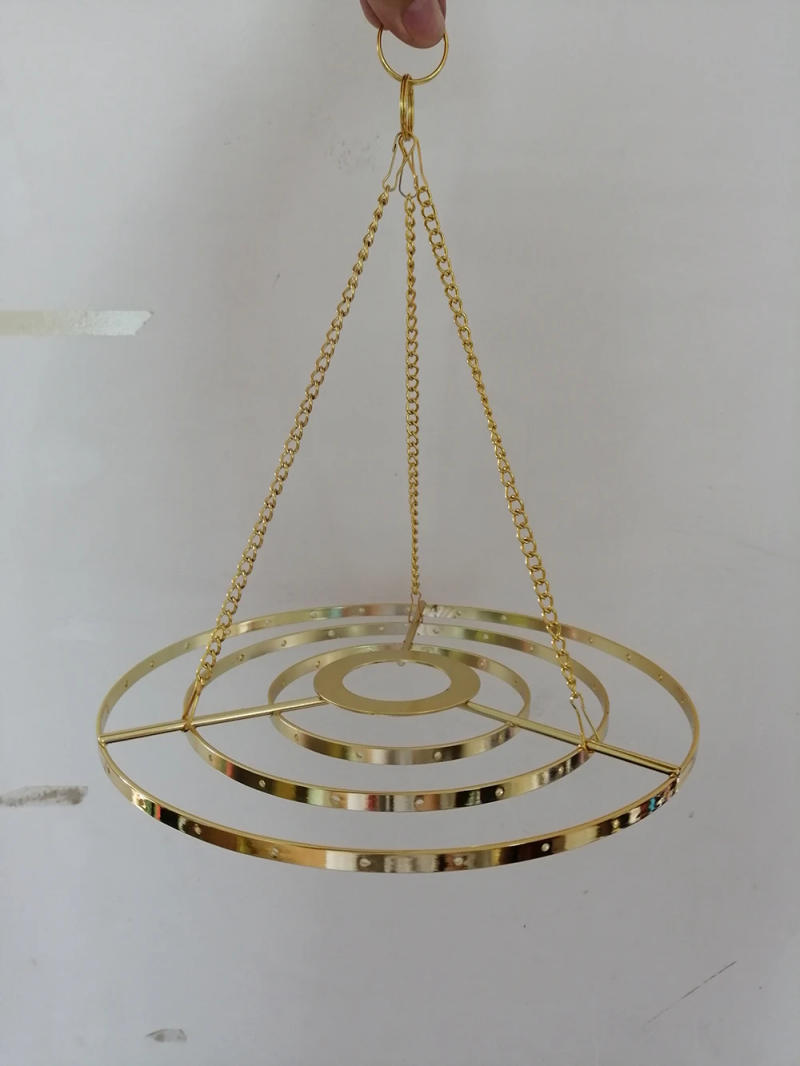 Description Picture 2 of itemCamal 1PCS 8.6" 22CM Gold Hanger Centerpiece Chandelier Frame Wedding Christmas Party Crystal Beads Hanging DIY Decoration