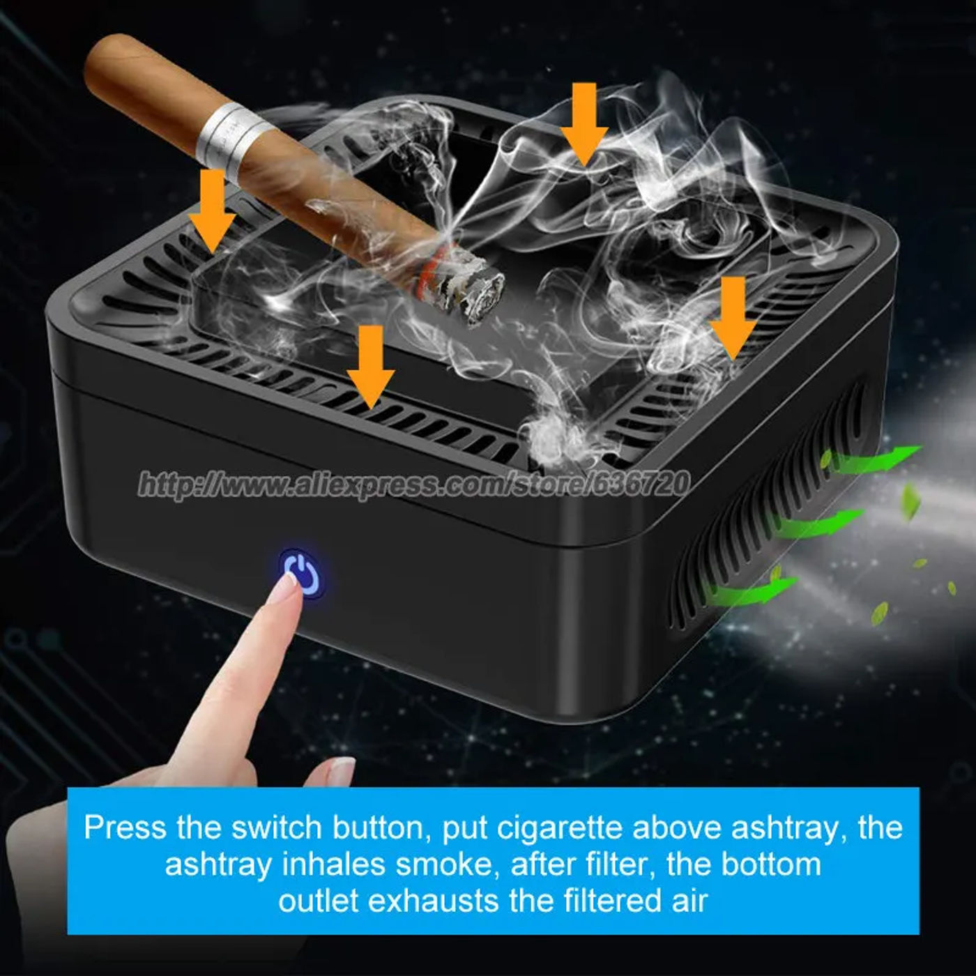 Description Picture 4 of itemAir Purifier Smokeless Ashtray for Cigarette Smoker, USB Rechargeable Smoke Grabber Ash Tray for Indoor Outdoor Home Office Car