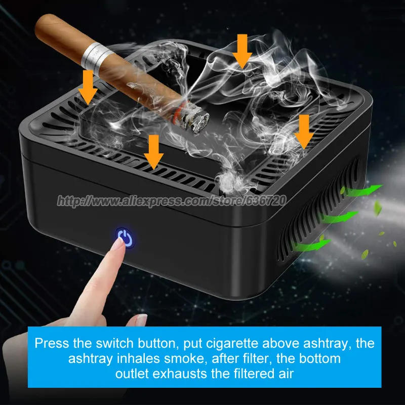 Description Picture 4 of itemAir Purifier Smokeless Ashtray for Cigarette Smoker, USB Rechargeable Smoke Grabber Ash Tray for Indoor Outdoor Home Office Car